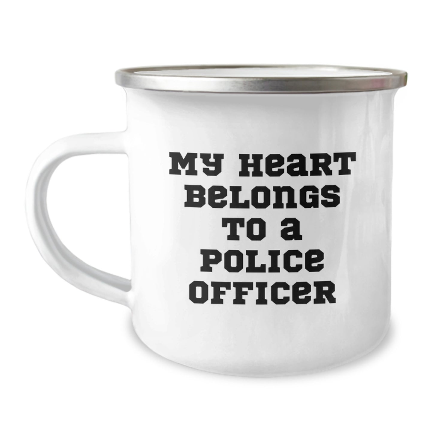 Funny Police Officer Gifts for Men - My Heart Belongs To A Police Officer Christmas Unique Mugs for Camping Lover - Image 1