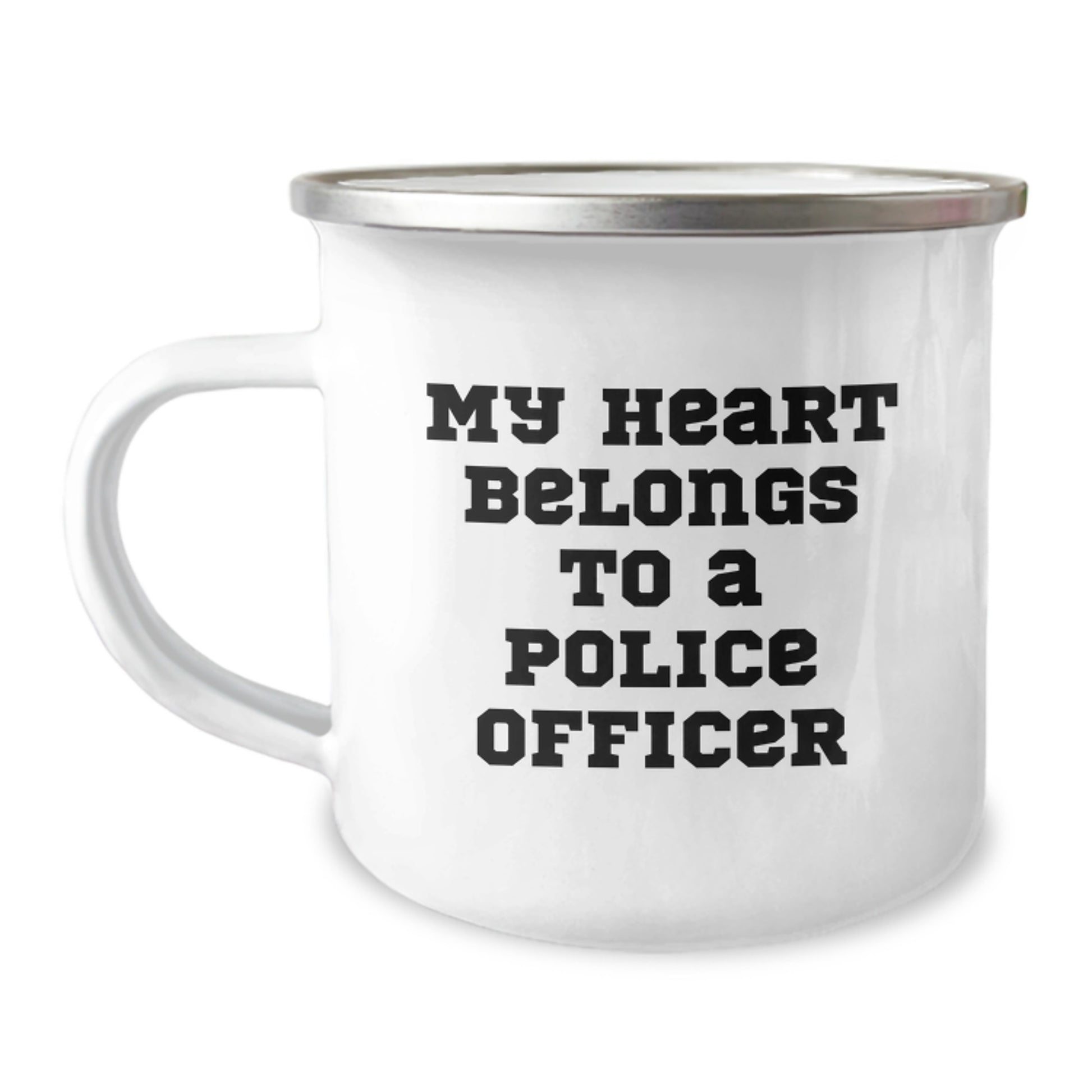 Funny Police Officer Gifts for Men - My Heart Belongs To A Police Officer Christmas Unique Mugs for Camping Lover - Image 1