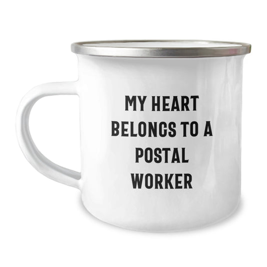 Funny Postal Worker Gifts from Friends - My Heart Belongs To A Postal Worker Christmas Unique Mugs for Postal Workers - Image 1