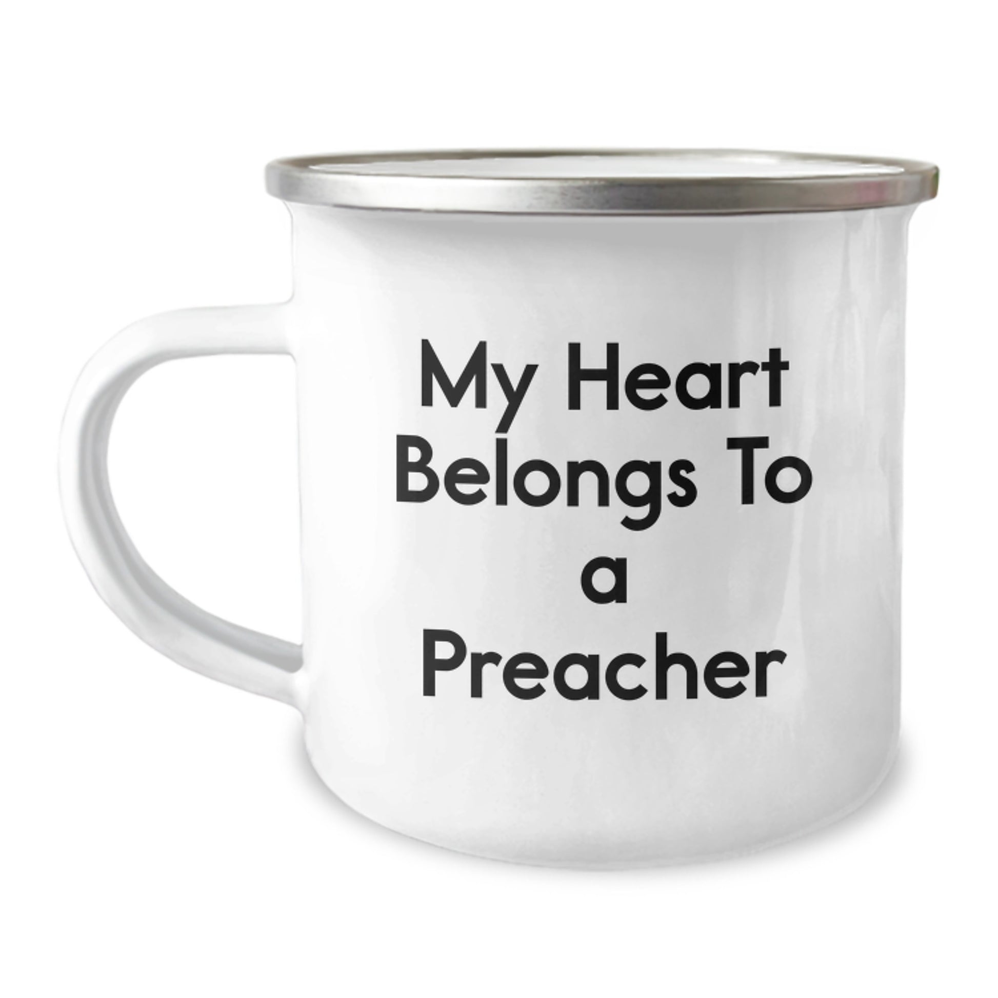 Funny Preacher Mug Gifts from Family for Men with 'My Heart Belongs To A Preacher' Quote, Unique Christmas Unique Gifts - Image 1
