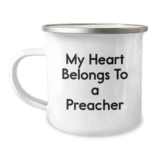 Funny Preacher Mug Gifts from Family for Men with 'My Heart Belongs To A Preacher' Quote, Unique Christmas Unique Gifts - Image 1