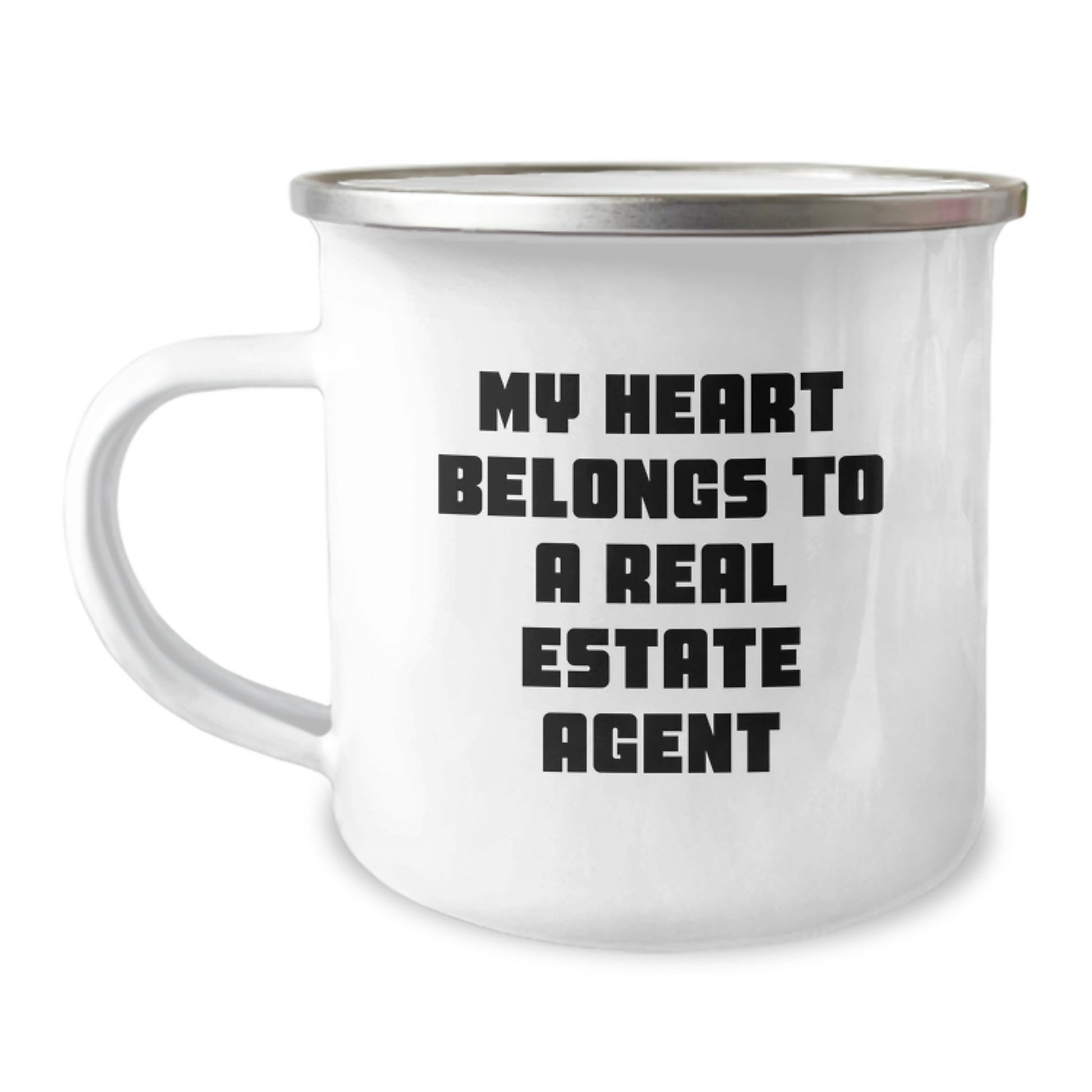 Funny Real Estate Agent Gifts for Christmas, Camping Mugs with My Heart Belongs To A Real Estate Agent, Unique Gifts from Friends for Real Estate Agent - Image 1