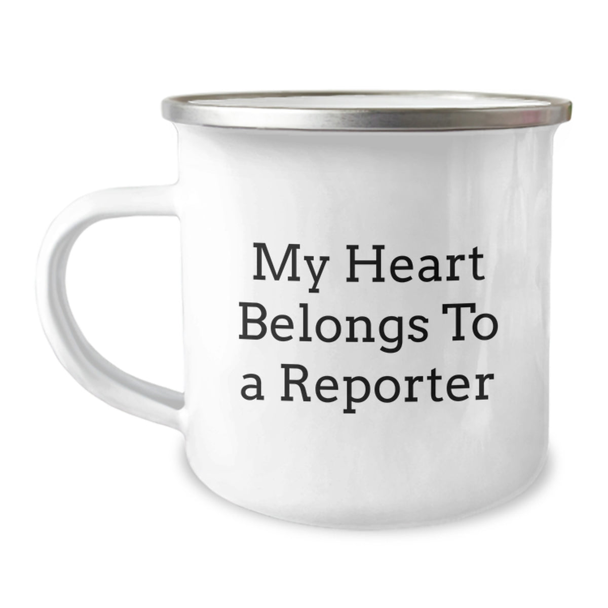 Funny Reporter Gifts for Him, My Heart Belongs To A Reporter Christmas Unique Camping Mugs for Men, Women, Friends from Family - Image 1