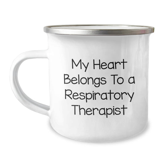 Funny Inspirational Gifts from Friends for Respiratory Therapist Men Camping Mug - My Heart Belongs To A Respiratory Therapist - Image 1