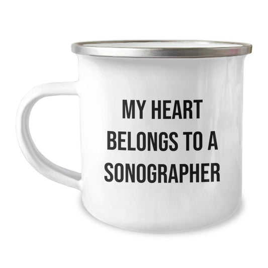 Gifts from Friends and Family for Sonographer Love Unique Christmas Mugs My Heart Belongs To A Sonographer Funny Quotes - Image 1