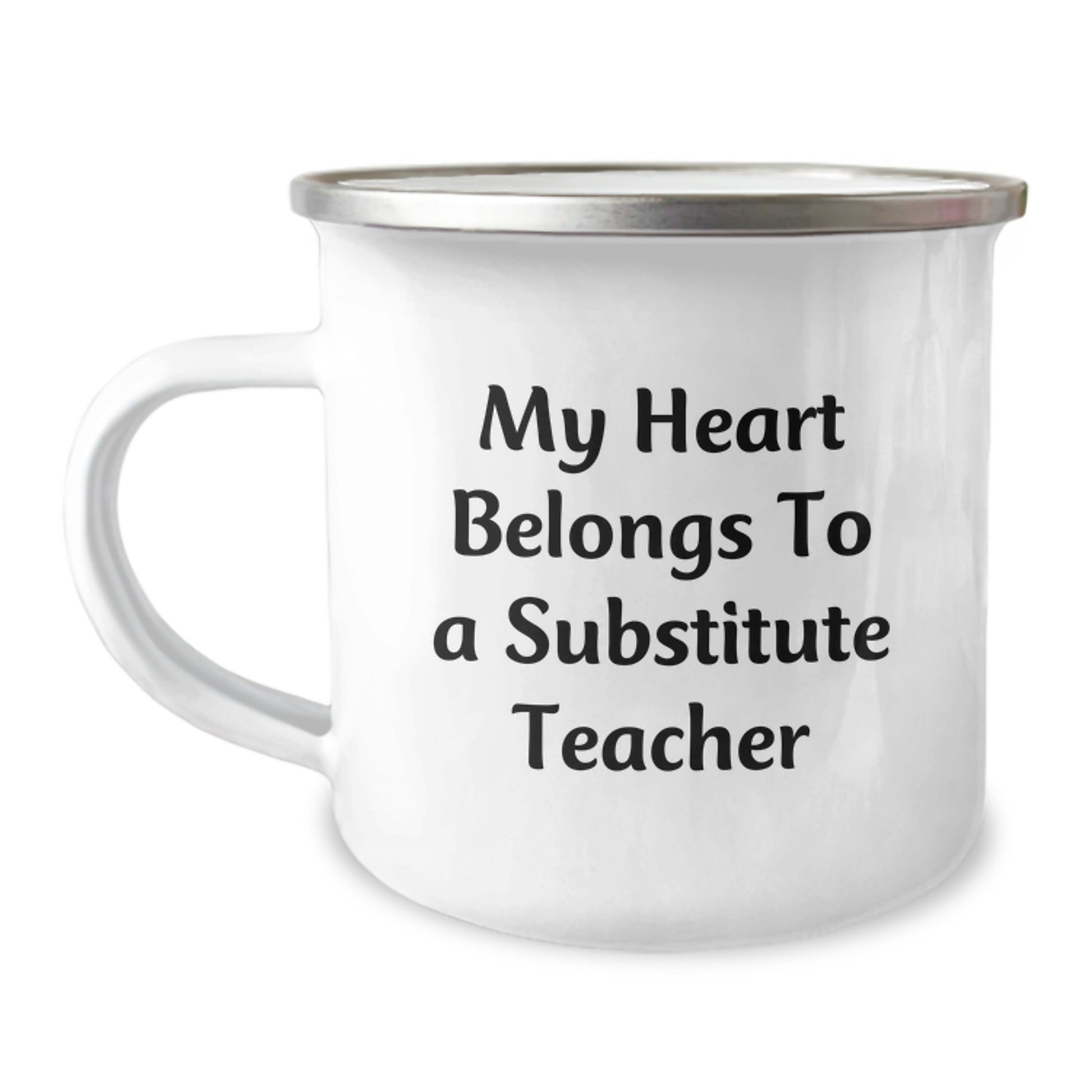 Funny Substitute Teacher Gifts from Men to Women - Christmas Unique Mugs for Substitute Teachers, My Heart Belongs To A Substitute Teacher - Camping Mug - Image 1