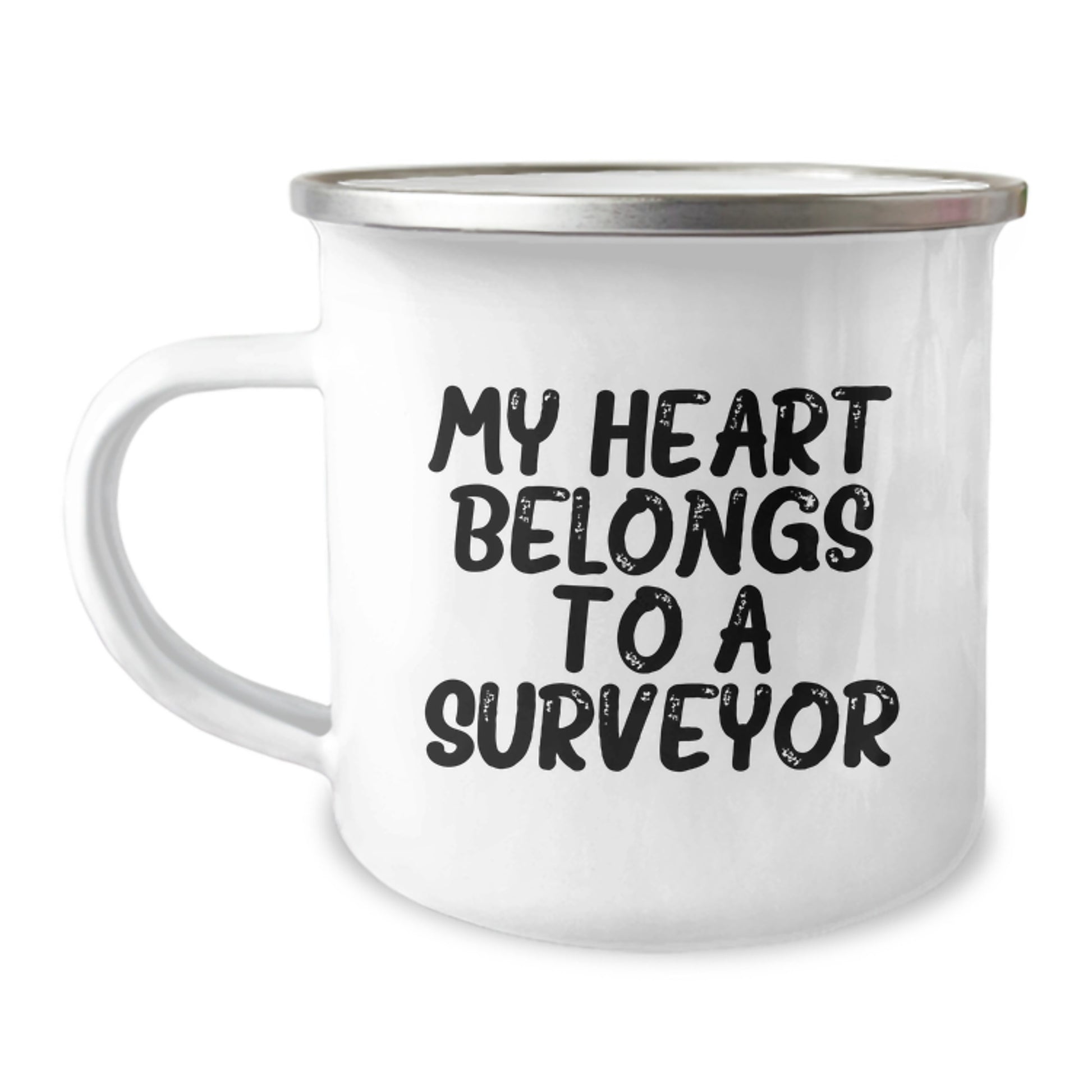Funny Surveyor Gifts for Surveyor, Unique Christmas Unique Gifts from Men, Camping Mug with 'My Heart Belongs To A Surveyor' Quote - Image 1