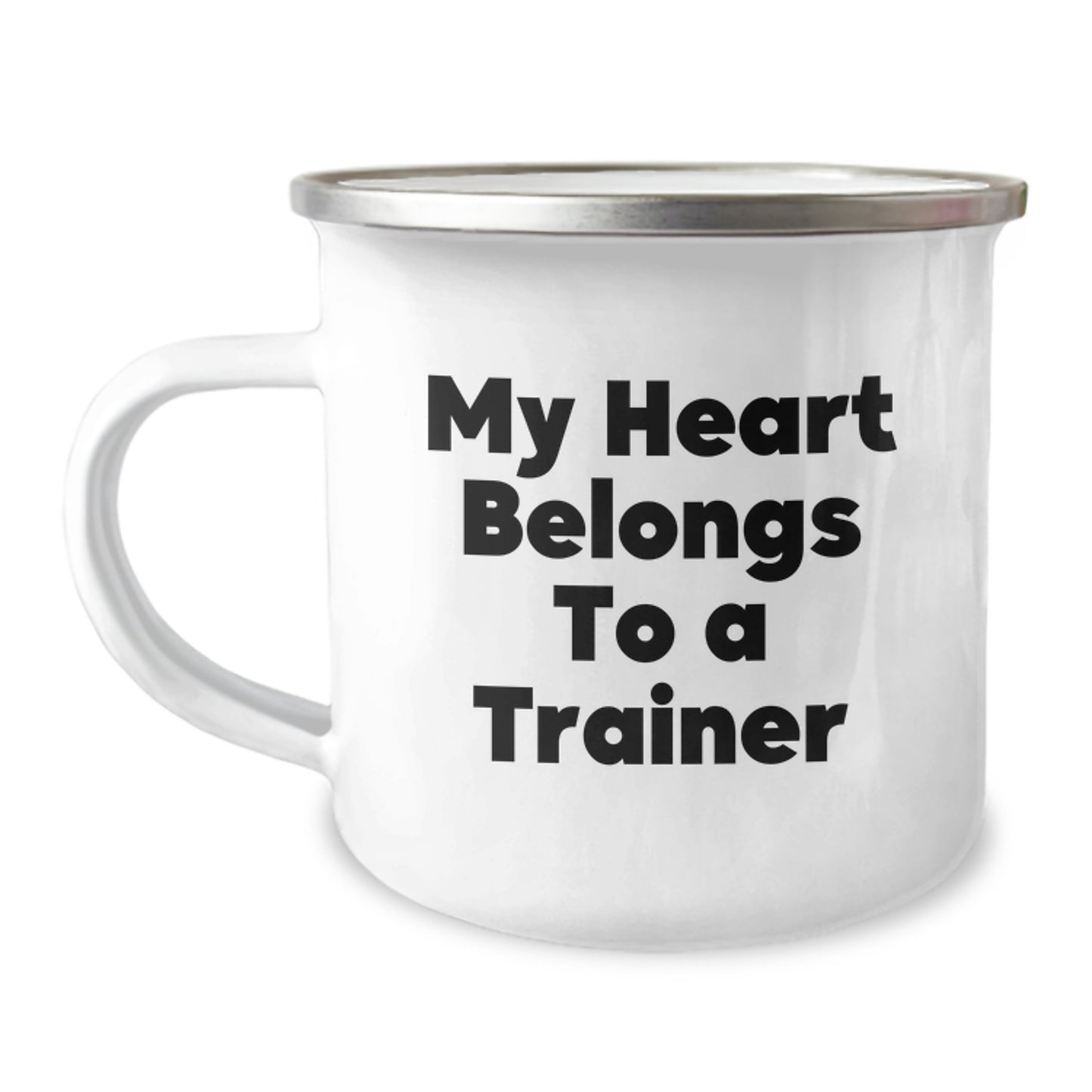 Funny Trainer Gifts from Friends for Men Women Trainers - My Heart Belongs To A Trainer Camping Mug Christmas Unique Gifts - Image 1