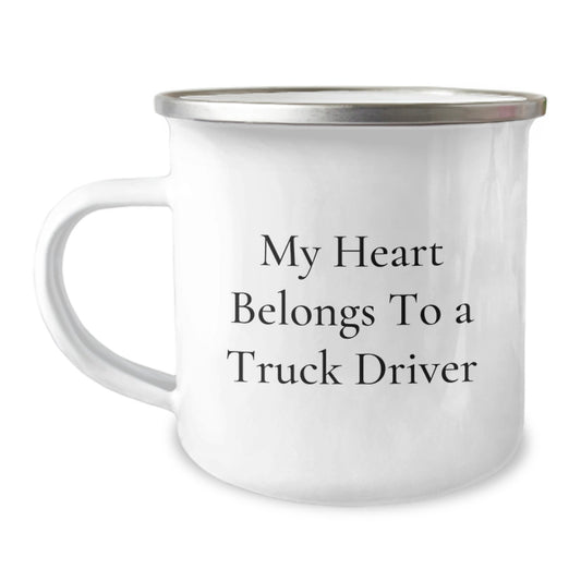 Funny Truck Driver Gifts for Him, Camping Mug - My Heart Belongs To A Truck Driver, Christmas Unique Gifts from Family - Image 1