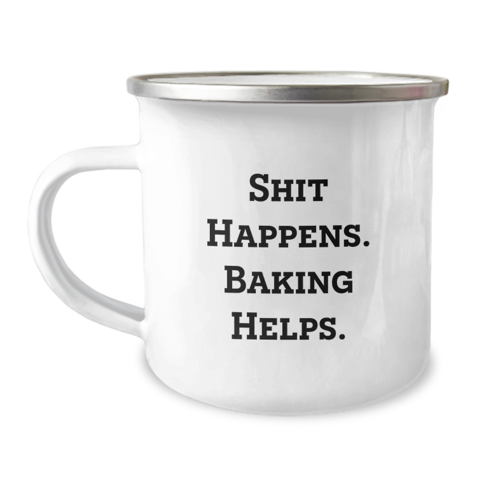 Funny Baking Gifts for Camping Mug Lovers - 'Shit Happens. Baking Helps.' Christmas Unique - Image 1