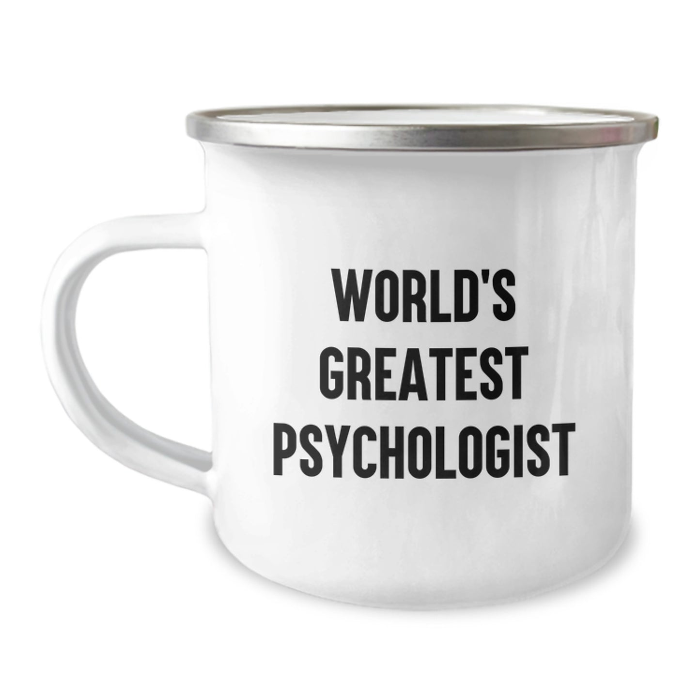 Funny World's Greatest Psychologist Gifts from Dad for Father's Day Camping Mug - 12 oz Stainless Steel Enamel Finish - Image 1
