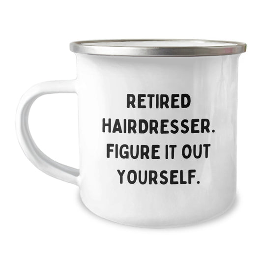 Hairdresser Retirement Gifts for Friends from Men, Funny Camping Mug for Graduation Unique Gifts - Image 1