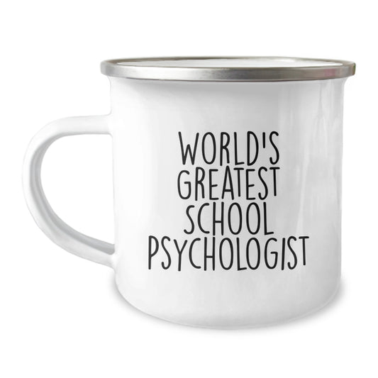 Gifts from Friends for School Psychologist, Mother's Day Unique Camping Mugs with Funny Quote 'World's Greatest School Psychologist', Stainless Steel - Image 1