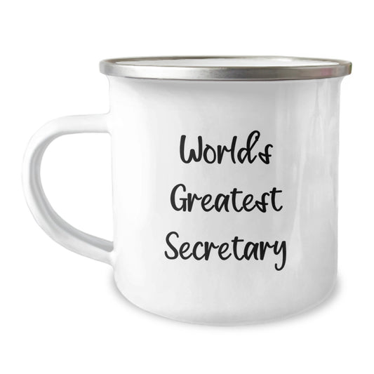 Funny, Inspirational Gifts from Men to World's Greatest Secretary, Camping Mug for Secretary on Mother's Day - Image 1