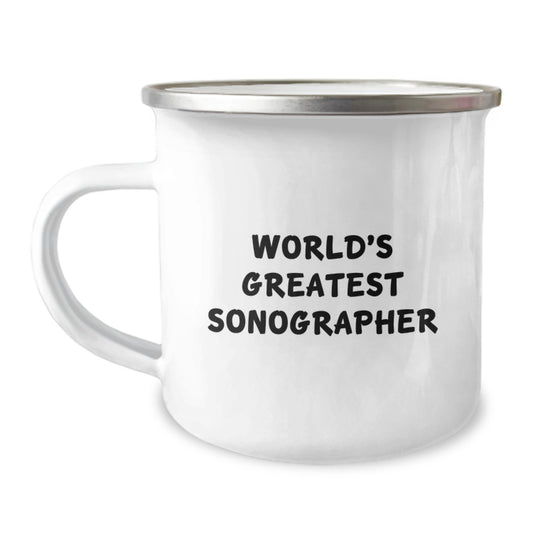 Funny Sonographer Gifts from Friends for World's Greatest Dad Camping Mug, Unique Father's Day Unique Gifts for Sonographer Enthusiasts, Stainless Steel Enamel Finish - Image 1