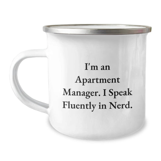 Funny Apartment Manager Christmas Unique Gifts for Men - 'I Speak Fluently In genius.' Camping Mug, Gifts from Men to Friends - Perfect for Office, Funny Coffee Mugs, Unique Gifts - Image 1
