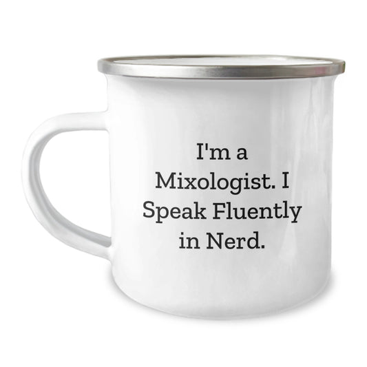 Funny Mixologist Gifts for Men - Camping Mug 'I Speak Fluently In genius.' - Birthday Unique Gifts from Men - Image 1