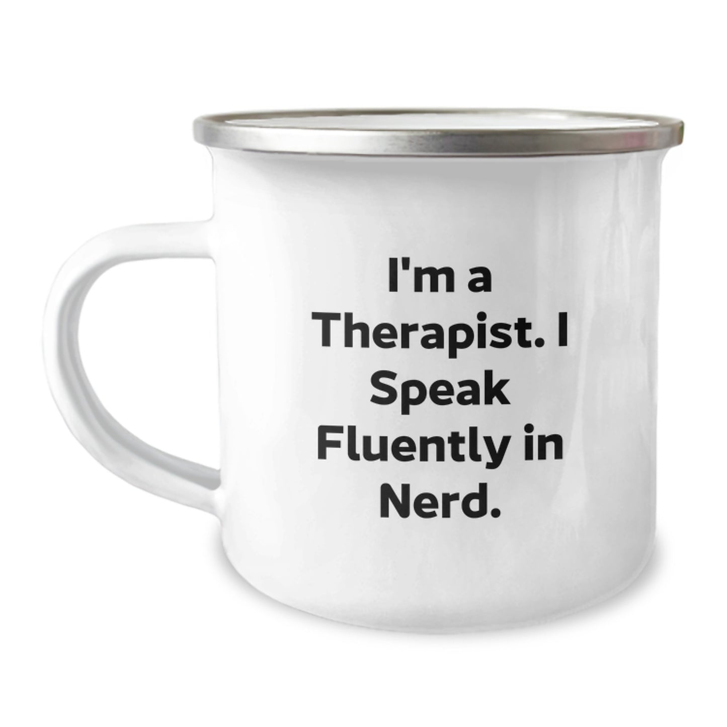 Gifts from Friends for Therapist - 'I'm A Therapist. I Speak Fluently In genius.' Funny Camping Mug For Birthday Unique Gifts - Image 1