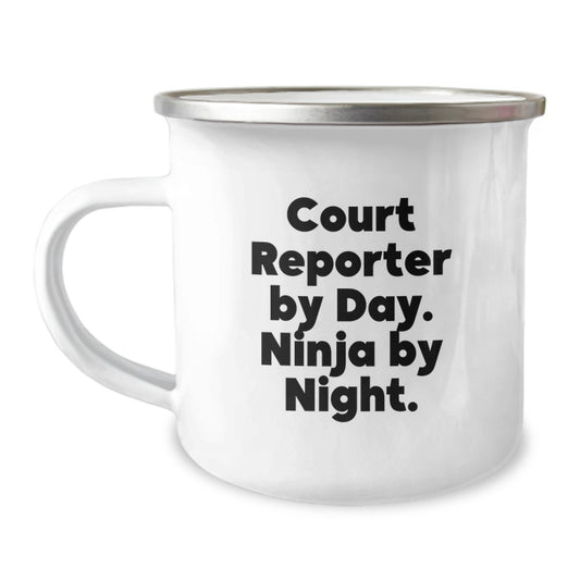 Court Reporter Gifts from Friends - 'Court Reporter By Day. Ninja By Night.' Funny Camping Mug for Men Court Reporters, Birthday Unique Gifts for Family - Image 1