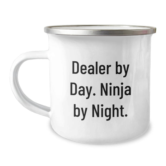 Funny Dealer Gifts from Friends, Camping Mug for Dealer By Day, Ninja By Night, Christmas Unique - Image 1