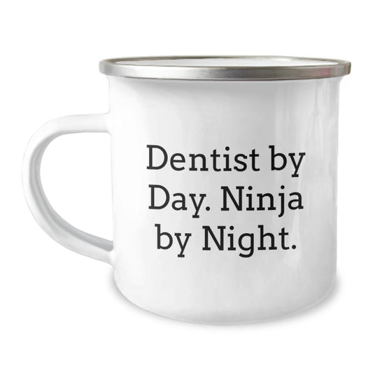 Dentist Christmas Unique Gifts from Family - Funny Camping Mug - 'Dentist By Day. Ninja By Night.' - Image 1