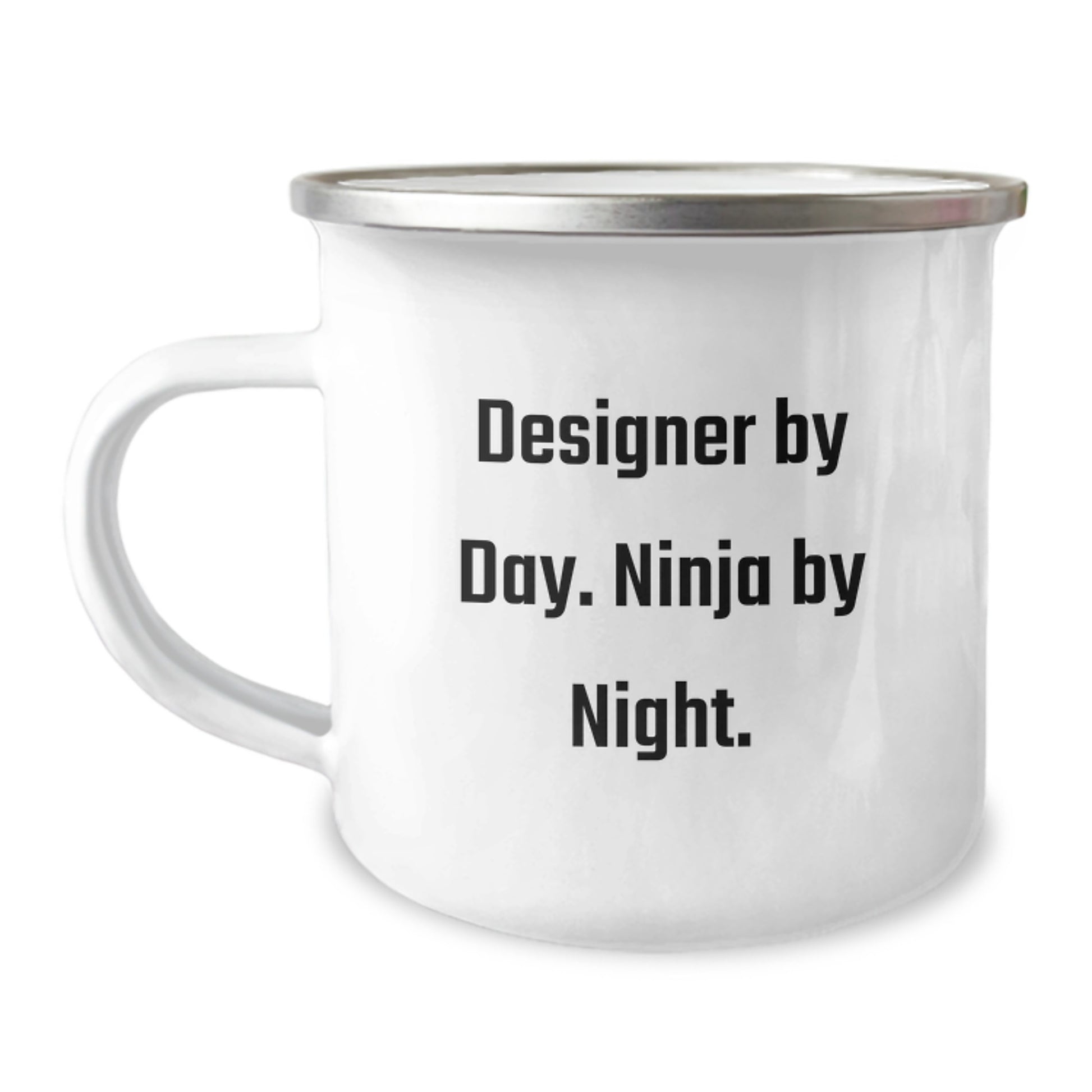 Designer Camping Mug for Christmas, Funny Gift for Friends or Family by Designer By Day. Ninja By Night. - Image 1