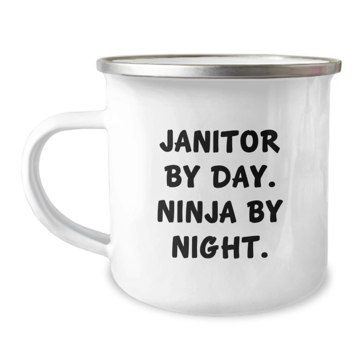 Unique Janitor Gifts: Funny Camping Mug, Janitor By Day. Ninja By Night., Gifts from Friends for Janitor Graduation - Image 1