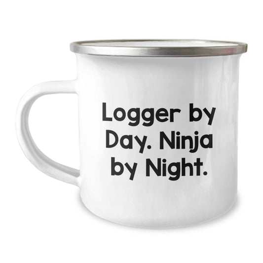 Funny Logger Mugs, Gifts for Logger, Birthday Unique Gifts from Friends, Cute Ninja Logger Mug - Image 1