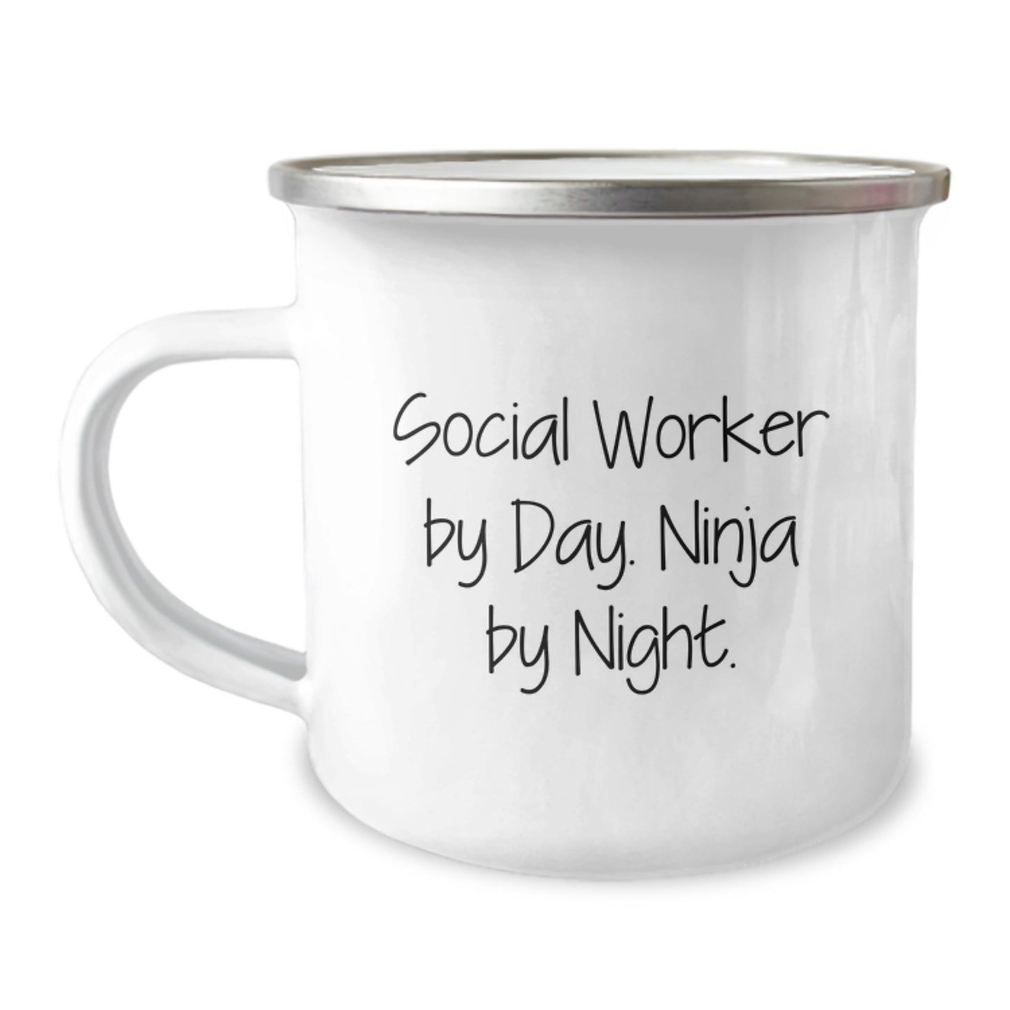 Social Worker Gifts from Friends, Funny Camping Mug for Social Worker, A Christmas Unique Gift for Him or Her - Social Worker By Day. Ninja By Night. - Image 1