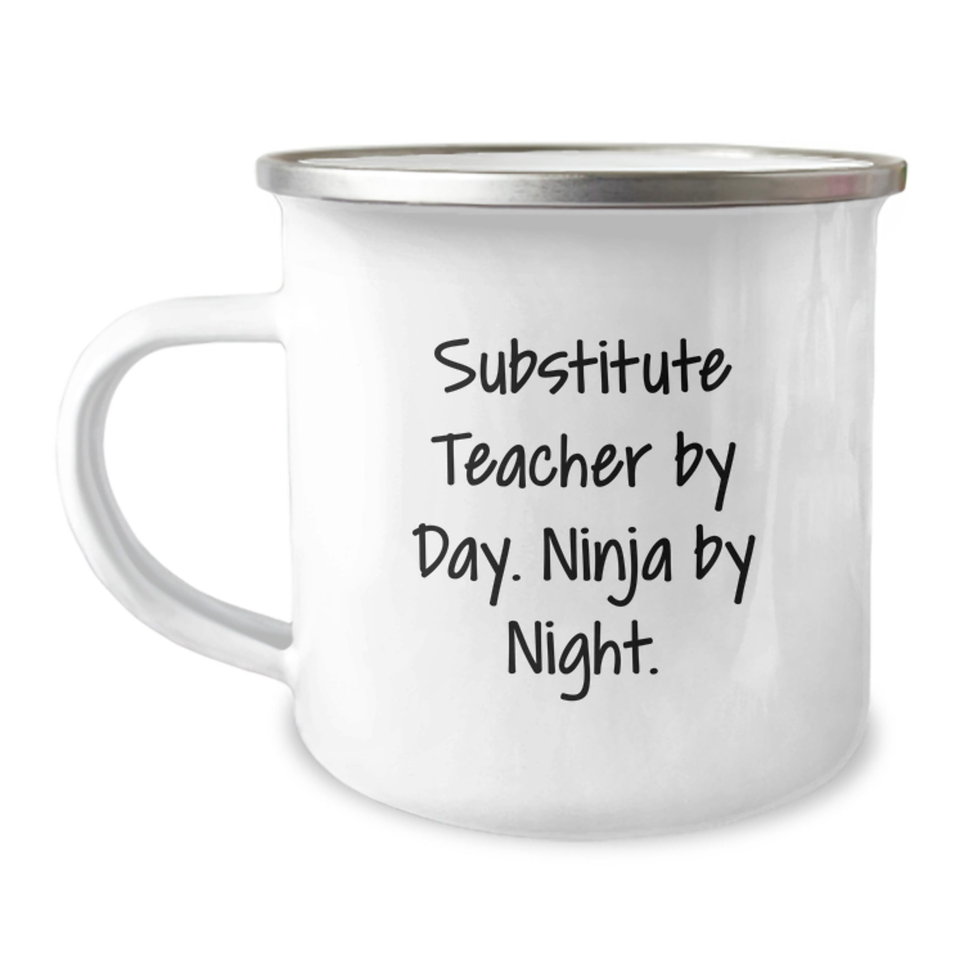 Funny Substitute Teacher Gifts from Friends for Christmas - 'Substitute Teacher By Day. Ninja By Night.' Camping Mug - Image 1