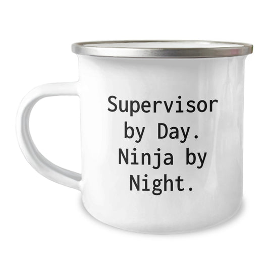 Funny Supervisor Gift, Christmas Unique Office Mugs for Supervisor By Day Ninja By Night Lover, Camping Mug for Supervisor Friends Family - Image 1