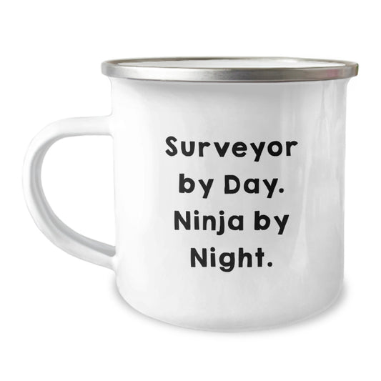 Surveyor Gifts, Funny Camping Mug, 'Surveyor By Day. Ninja By Night.' Gifts from Friends, Christmas Unique Gifts for Surveyor Men - Image 1