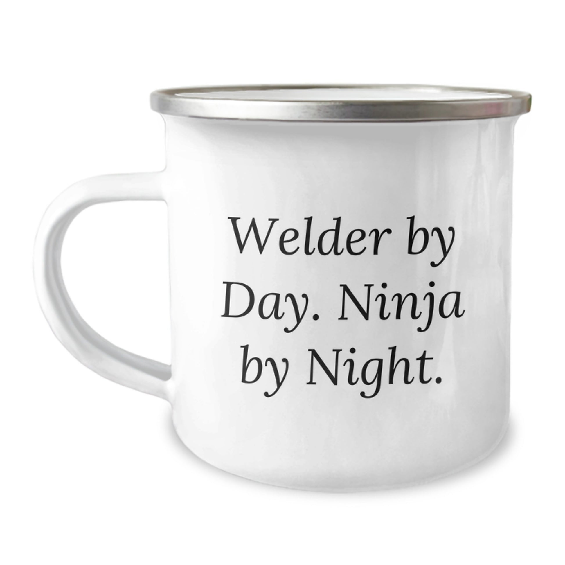 Funny Welder Gifts for Birthday - 'Welder By Day. Ninja By Night.' Camping Mug, Stainless Steel - Image 1
