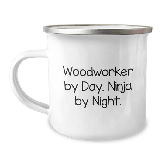 Woodworker Gifts from Men to Friends, Funny Camping Mug for Woodworker By Day, Ninja By Night, Birthday Unique Gifts, Stainless Steel with Enamel Finish - Image 1