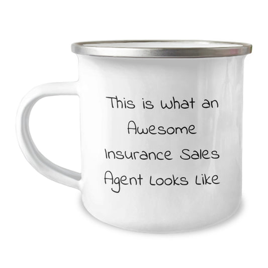 Funny Insurance Sales Agent Gifts for Christmas - This Is What An Awesome Insurance Sales Agent Looks Like Enamel Camping Mug Gifts from Family, Friends, Coworkers to Insurance Sales Agent Men, Women - Image 1