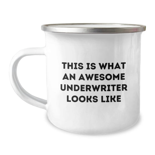 Underwriter Quotes Gifts from Friends, Funny Inspirational Camping Mug for Underwriter Graduation, Gifts for Underwriter, 12 oz Stainless Steel With Enamel Finish - Image 1