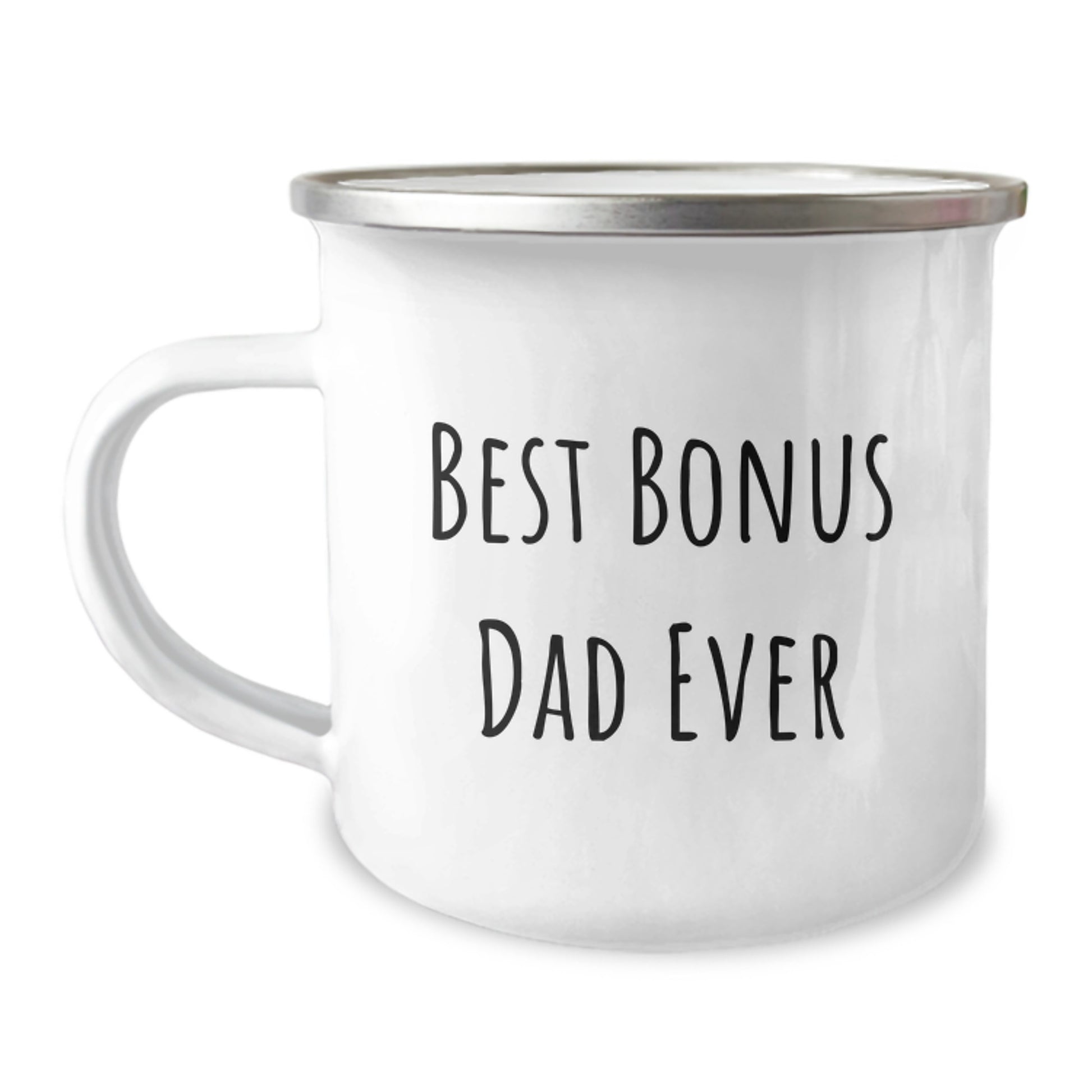 Funny Gift for Bonus Dad - Best Bonus Dad Ever Camping Mug, Stainless Steel with Enamel Finish, Perfect for Christmas Unique Gifts from Men to Dad - Image 1
