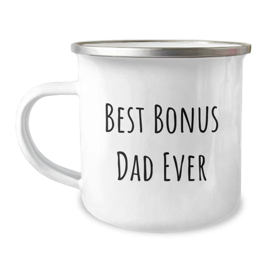 Funny Gift for Bonus Dad - Best Bonus Dad Ever Camping Mug, Stainless Steel with Enamel Finish, Perfect for Christmas Unique Gifts from Men to Dad - Image 1
