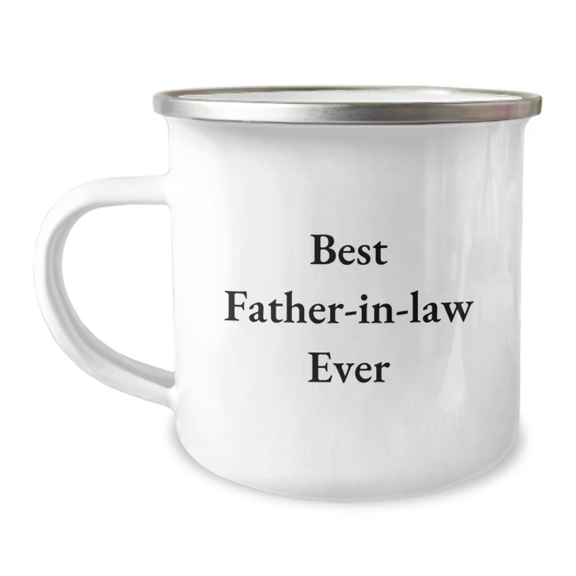 Funny 'Best Father-in-law Ever' Gifts from Family for Father-in-law Birthday Unique Camping Mug, Stainless Steel, 12 oz Capacity, Enamel Finish, Hand Wash Recommended - Image 1
