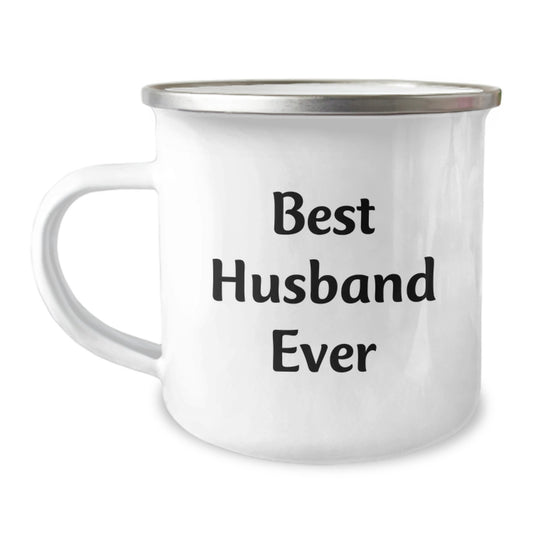Funny Husband Camping Mug Gifts for Him - 'Best Husband Ever' Enamel Print, 12 oz Stainless Steel - Perfect Graduation Unique Gifts from Family - Image 1