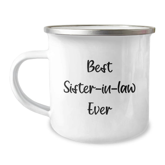 Funny Sister-in-law Gifts for Graduation - 'Best Sister-in-law Ever' Camping Mug from Family, 12 oz Stainless Steel with Enamel Finish - Image 1