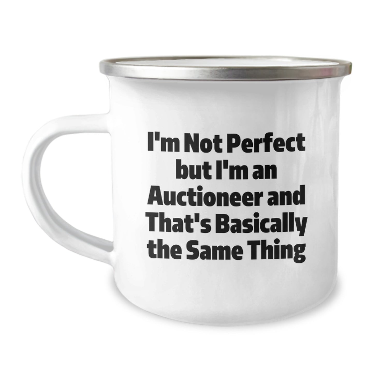 Camping Mug Gifts from Friends to Auctioneer, Funny Quote Birthday Unique Gift for Men, Stainless Steel with Enamel Finish - Image 1