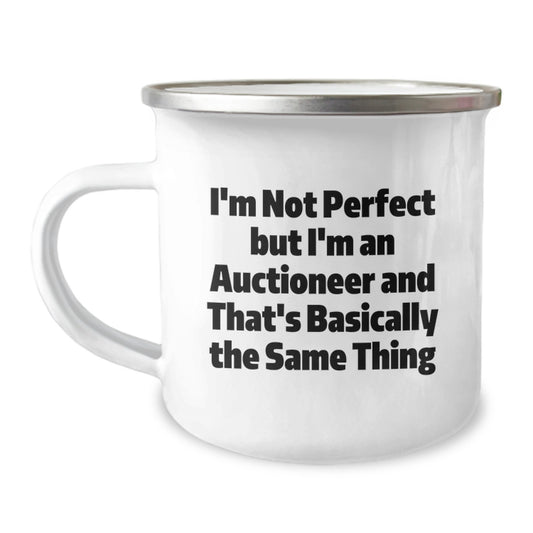 Camping Mug Gifts from Friends to Auctioneer, Funny Quote Birthday Unique Gift for Men, Stainless Steel with Enamel Finish - Image 1