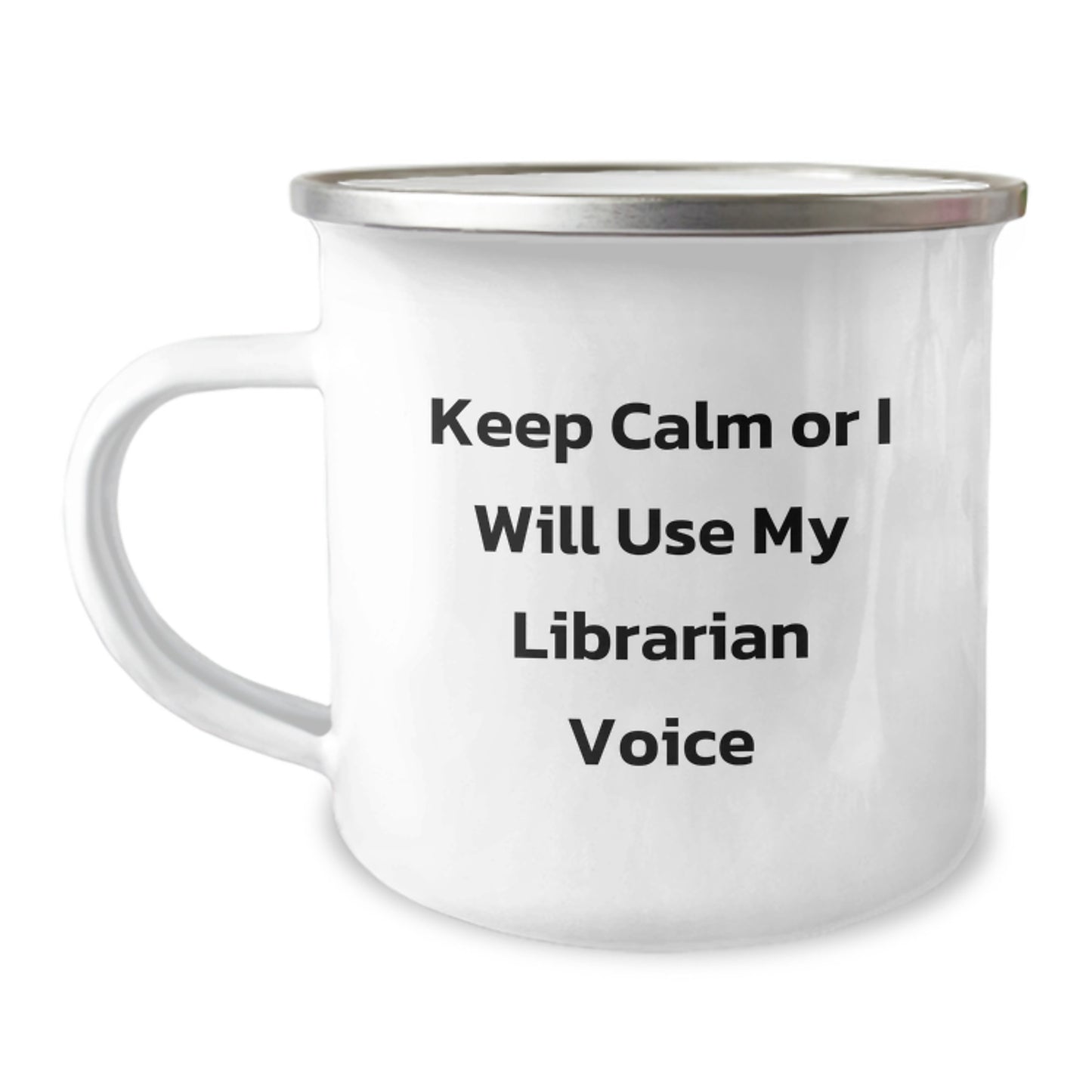 Funny Librarian Gifts for Men - Keep Calm Or I Will Use My Librarian Voice, Unique Camping Mug, Father's Day Unique Gifts from Men to Librarian - Image 1