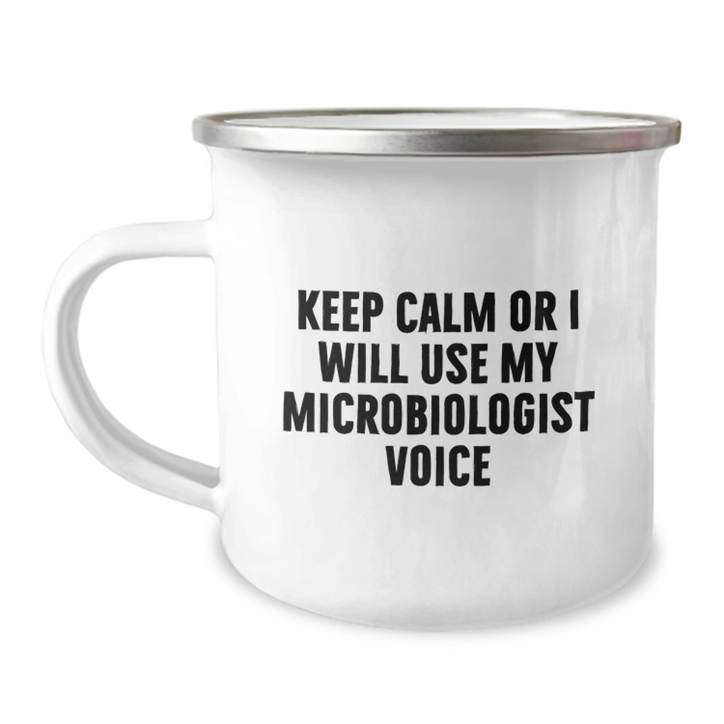 Funny Microbiologist Gifts for Men, Unique Camping Mug with Keep Calm Or I Will Use My Microbiologist Voice, Perfect for Father's Day Unique Gifts from Son to Dad - Image 1