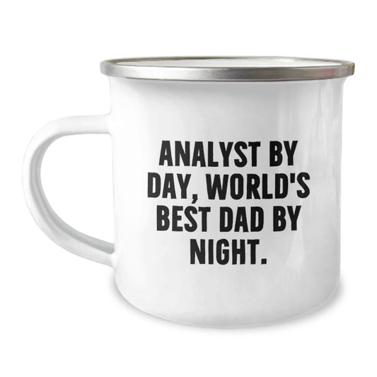 Funny Analyst Gifts - Camping Mug for World's Best Dad By Night - Birthday Unique Gifts from Friends to Family - Image 1