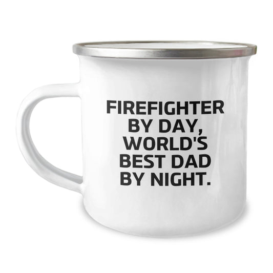 Funny Firefighter Gifts for Men - Firefighter By Day, World's Best Dad By Night., Camping Mug for Birthday Unique Gifts from Dad to Firefighter - Image 1