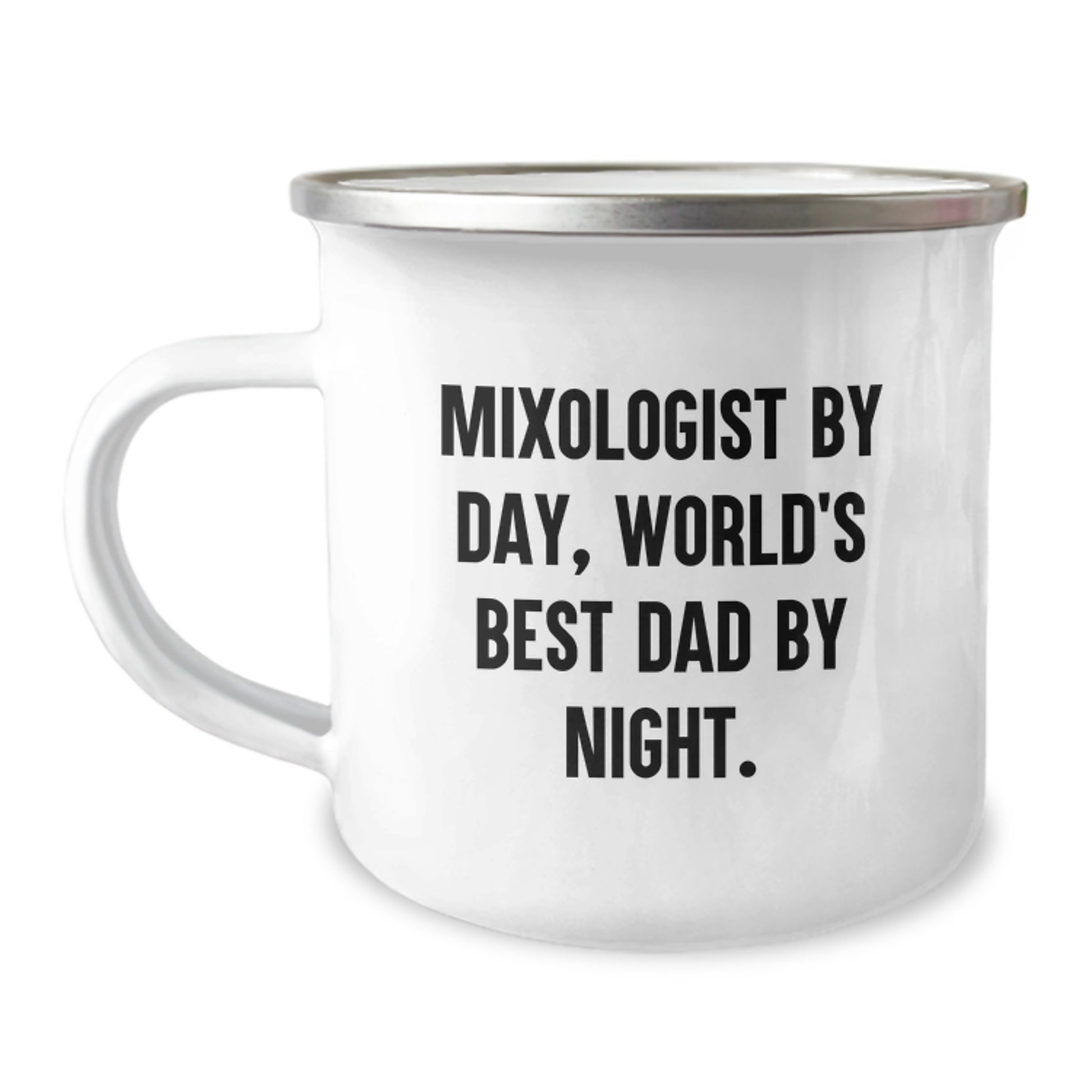 Funny Mixologist Gifts for Men - World's Best Dad Camping Mug, 12 oz Stainless Steel with Enamel Finish, Perfect for Christmas Unique Gifts - Image 1