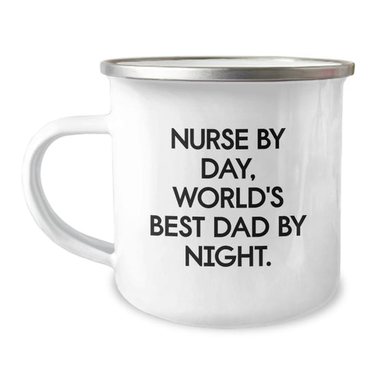 Nurse By Day Funny Camping Mug Gifts for Nurse from Men Women Friends Family - World's Best Dad By Night Christmas - Image 1