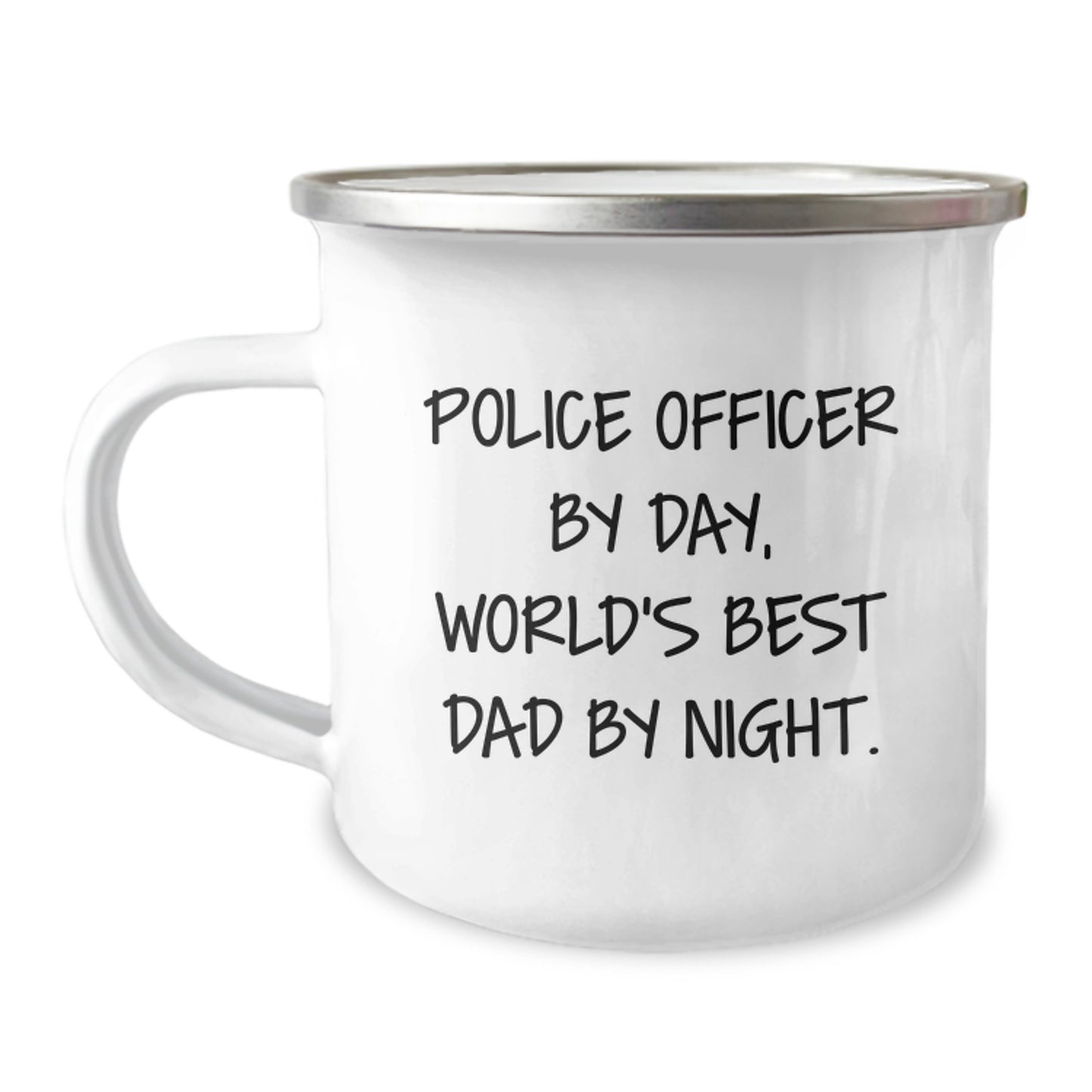 Police Officer Gifts, Funny Camping Mug, Graduation Unique Gifts from Dad to Police Officer By Day, World's Best Dad By Night. - Image 1
